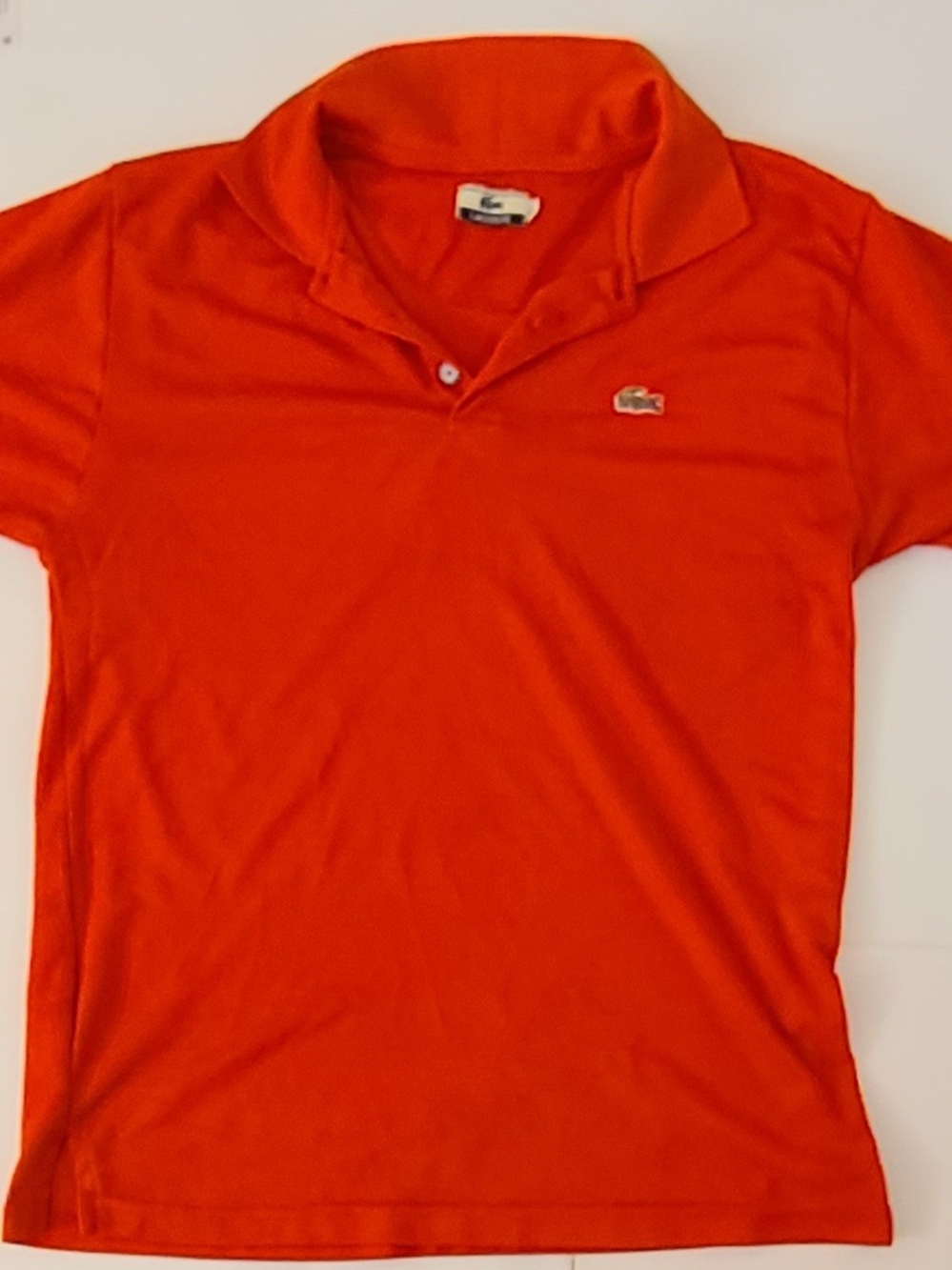 Y2K Lacoste Mens Orange Polo with Croc Logo